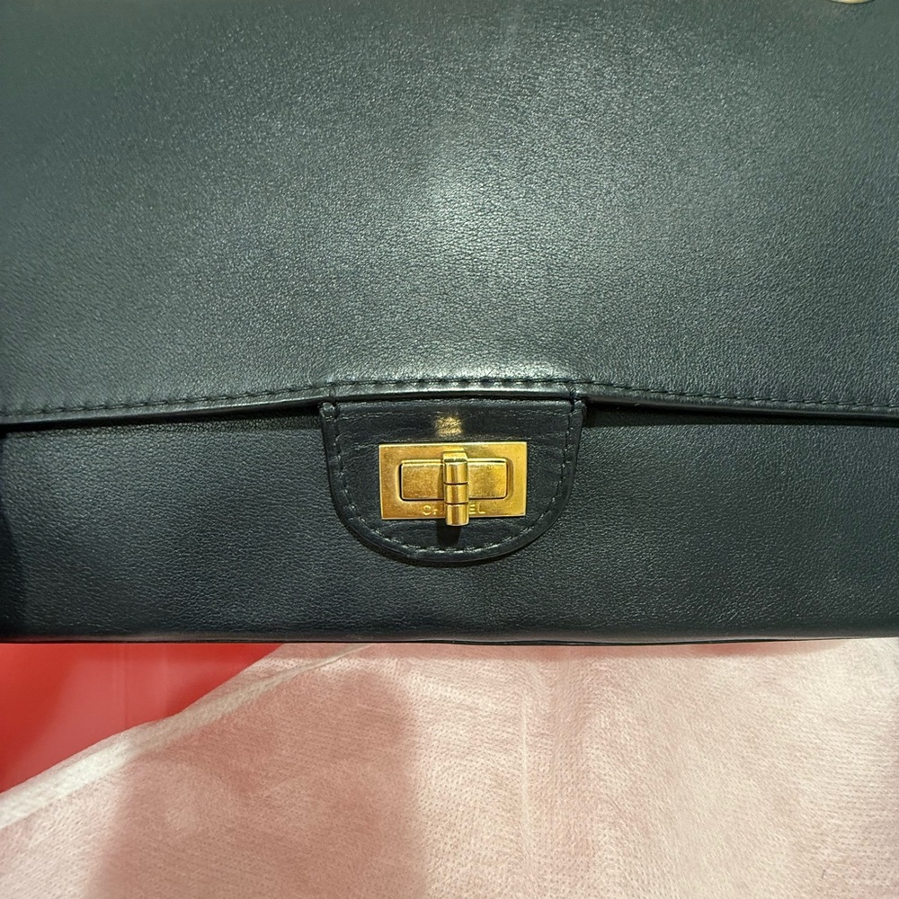 Elegant dark navy blue Leather Handbag